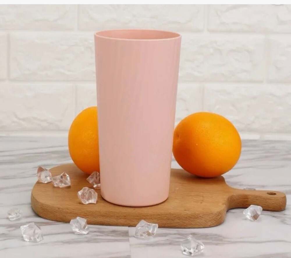 Round Plastic Cup Tumbler Swirl Etched 26oz Pink Mainstays Set Of 4